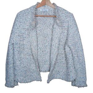 The Fold London Varena Tweed Knit Open Cardigan Cotton Viscose Metallic Speckled